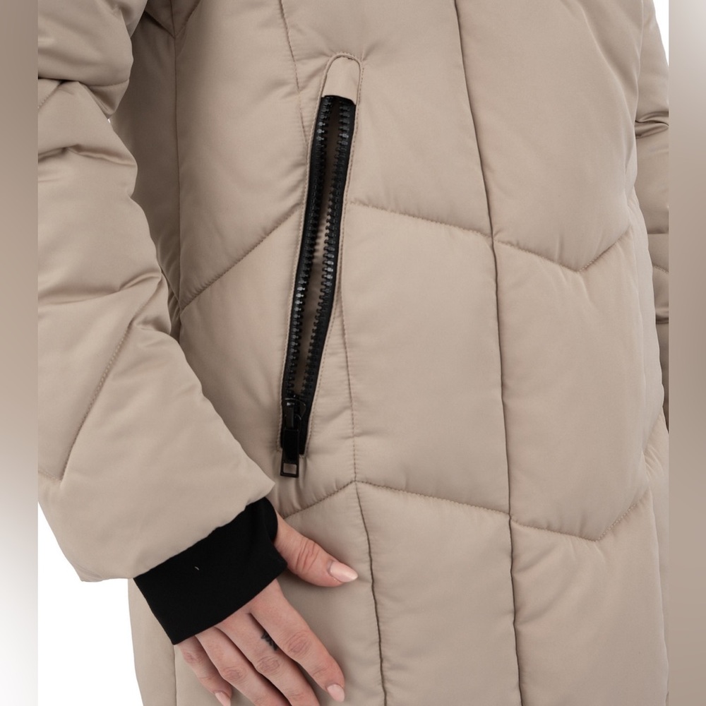 NWT L Nine West Duvet Puffer Coat Tan - Picture 4 of 16